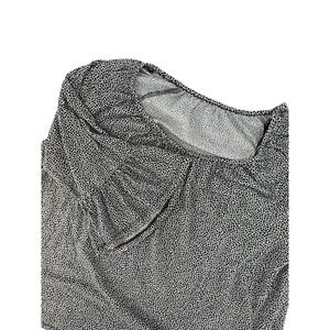 Michael Kors Womens Black White Animal Print Ruffle Sleeve Blouse Top XL